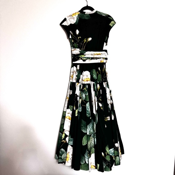 Giambattista Valli Giant Floral Bloom Maxi Dress Black Green IT 40 Designer NWOT - Picture 6 of 14